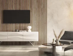 Panneau Mural Acoustique en Bois - 240x60,5x2,2 cm - Noyer Naturel - A Lattes - Panneau Tasseau de Bois Naturel-Quiet Wall Sale