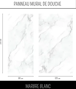 Panneau Mural Alu Douche salle de bain MARBRE BLANC Mat 120 cm x 210 cm Ma Nouvelle Déco-Ma nouvelle décoration Best