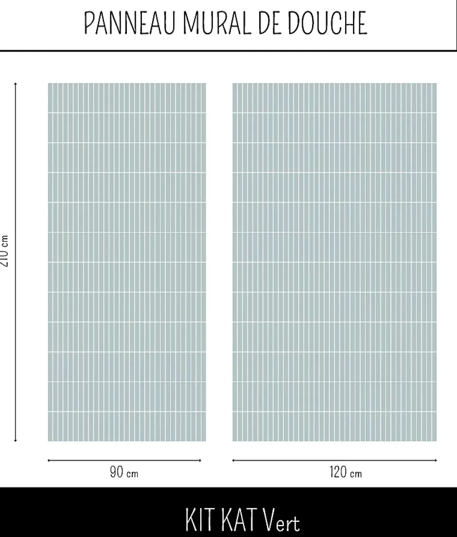 Ma nouvelle décoration Panneau Mural Alu Douche salle de bain KIT KAT Vert 90 cm x 210 cm Ma Nouvelle Déco