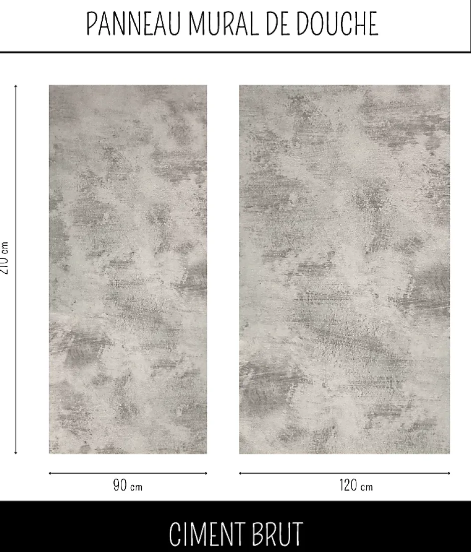 Panneau Mural Alu Douche salle de bain CIMENT Brut 120 cm x 210 cm Ma Nouvelle Déco-Ma nouvelle décoration New