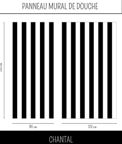 Panneau Mural Alu Douche salle de bain CHANTAL noir et blanc 120 cm x 210 cm Ma Nouvelle Déco-Ma nouvelle décoration Discount