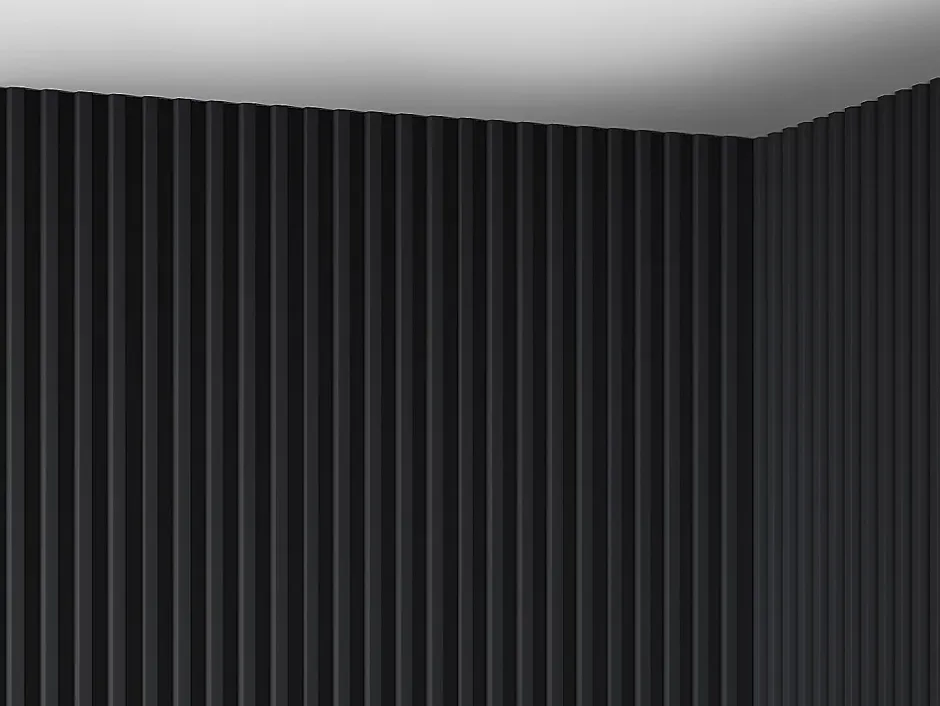 Vente-unique Panneau mural 3D - Pack de 2,83 m² - Noir - Lot de 8 pièces - CLINTON