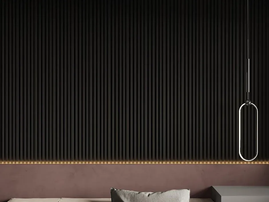 Vente-unique Panneau mural 3D - Pack de 2,83 m² - Noir - Lot de 8 pièces - CLINTON