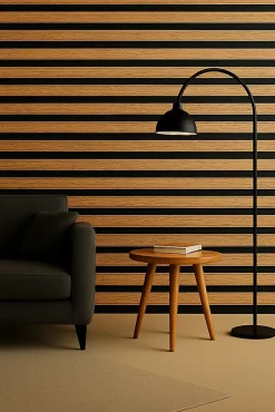 Panneau mural 3D MIDDLE WAVY 2760 x 750 x 12 mm chêne noir satiné-Hardwarexchange