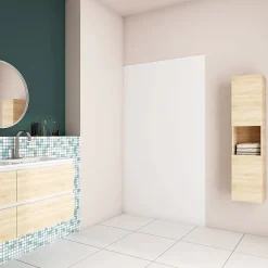 Panneau mural de douche blanc 90x210cm,Panneaux muraux salle de bain habillage mural aluminium,avec 2 profilés de finition-AICA Sanitaire Hot