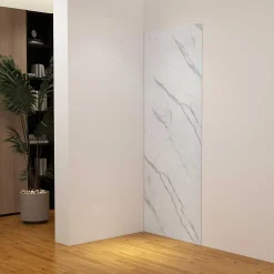 Panneau mural de douche effet blanc marbre 120 x 210 cm mural aluminium - Étanche, durable et facile à nettoyer-AICA Sanitaire