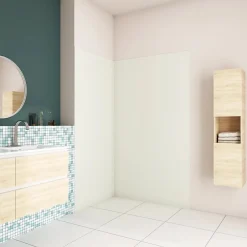 Panneau mural de douche Ivoire 120x90x210cm,Panneaux muraux salle de bain habillage mural aluminium,avec 2 profilés de finition-AICA Sanitaire Online