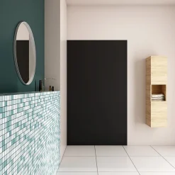AICA Sanitaire Panneau mural de douche Noir 120x210cm,Panneaux muraux salle de bain habillage mural aluminium,avec 2 profilés de finition