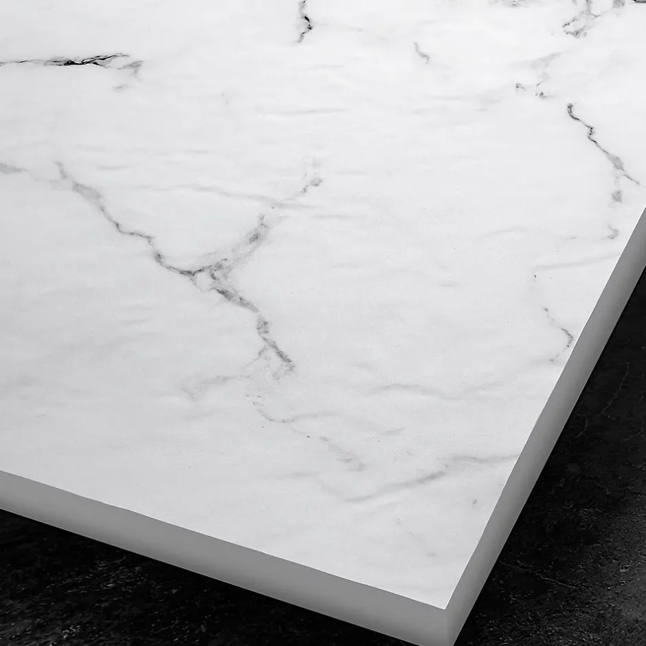 Autres Panneau mural de douche resine effet marbre blanc 250x100 cm Natte d'etancheite periferique integree