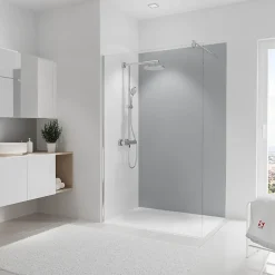 Schulte Panneau mural de salle de bains l.120 x H.210 cm, gris argenté brillant, DécoDesign