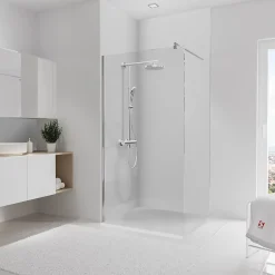 Schulte Panneau mural de salle de bains l.100 x H.255 cm, blanc effet structuré, DécoDesign