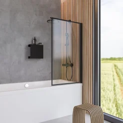 Panneau mural de salle de bains l.150 x H.255 cm, effet tasseaux bois chêne vertical, DécoDesign Japandi-Schulte Clearance