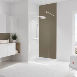 Panneau mural de salle de bains l.90x255 cm, taupe, DécoDesign-Schulte Best