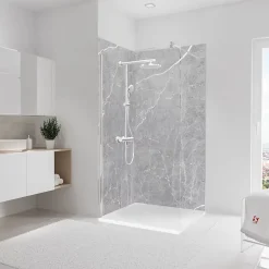 Schulte Panneau mural de salle de bain l.100 x H.255 cm, marbre gris, Décodesign vendu par 2