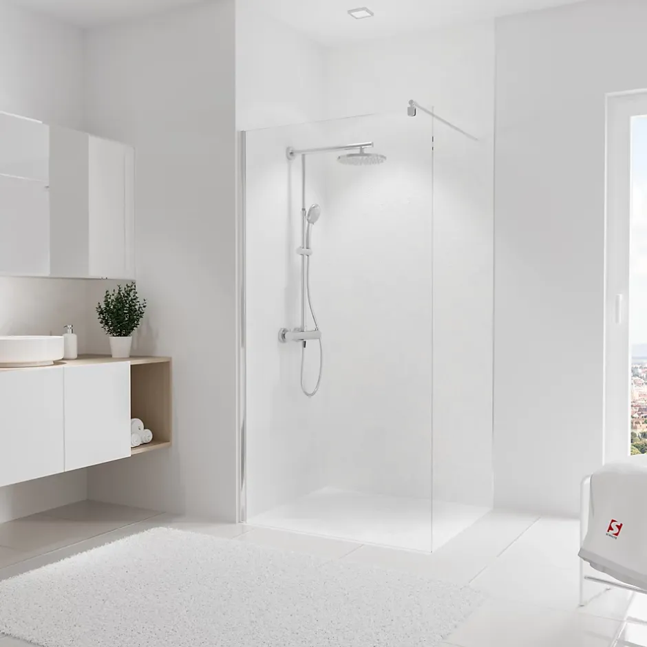 Schulte Panneau mural de salle de bains l.100 x H.255 cm, effet marbre blanc mat, DécoDesign