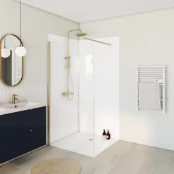 Schulte Panneau mural de salle de bains l.100 x H.210 cm, blanc effet structuré, Décodesign vendu par 2