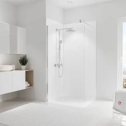 Schulte Panneau mural de salle de bains l.100 x H.210 cm, blanc effet structuré, Décodesign vendu par 2