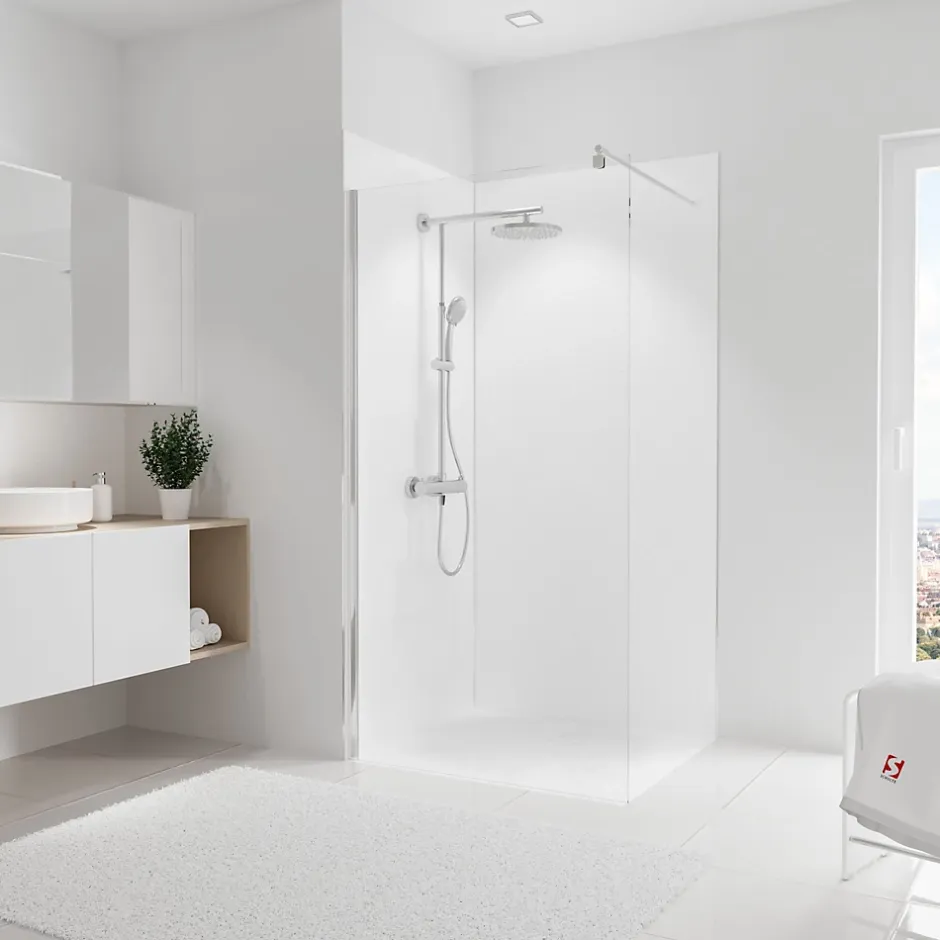 Schulte Panneau mural de salle de bains l.100 x H.210 cm, blanc effet structuré, Décodesign vendu par 2