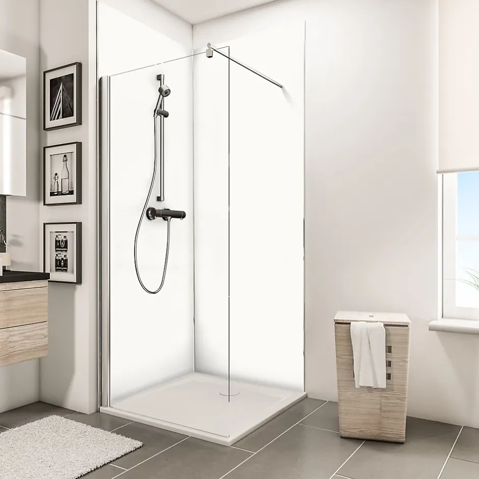 Schulte Panneau mural de salle de bains l.100 x H.210 cm, blanc effet structuré, Décodesign vendu par 2