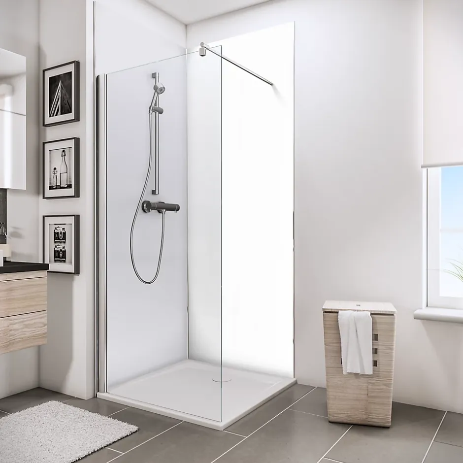 Schulte Panneau mural de salle de bains l.100 x H.210 cm, blanc effet structuré, Décodesign vendu par 2