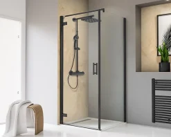 Panneau mural de salle de bains l.100 x H.255 cm, effet travertin beige, Décodesign vendu par 2-Schulte New