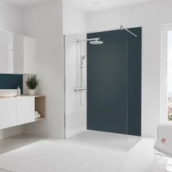 Panneau mural de salle de bains l.120 x H.210 cm, anthracite, DecoDesign-Schulte Sale