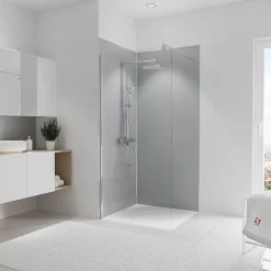 Panneau mural de salle de bains l.90 x H.210 cm, gris argenté, Décodesign couleur vendu par 2-Schulte Hot