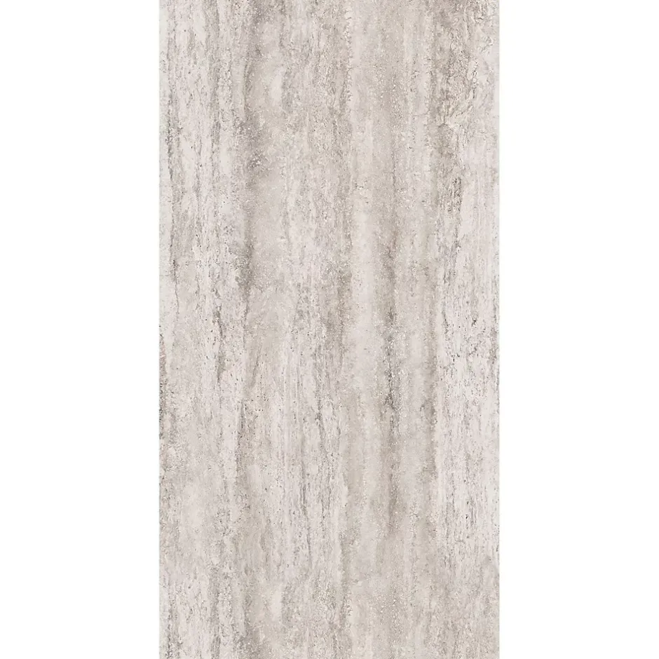 Panneau mural de salle de bains l.100 x H.210 cm, effet travertin beige structuré, DécoDesign Softtouch-Schulte New