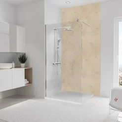 Schulte Panneau mural de salle de bain l.125 x H.255 cm, travertin beige, DécoDesign
