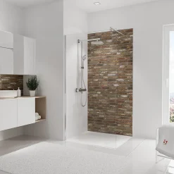 Schulte Panneau mural de salle de bains l.100 x H.210 cm, effet brique industrielle rouge, DécoDesign