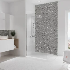 Panneau mural de salle de bains l.100 x H.210 cm, effet terrazzo granit , DécoDesign Softtouch-Schulte Clearance
