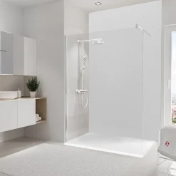 Schulte Panneau mural de salle de bains l.150 x H.255 cm, blanc effet structuré, DécoDesign