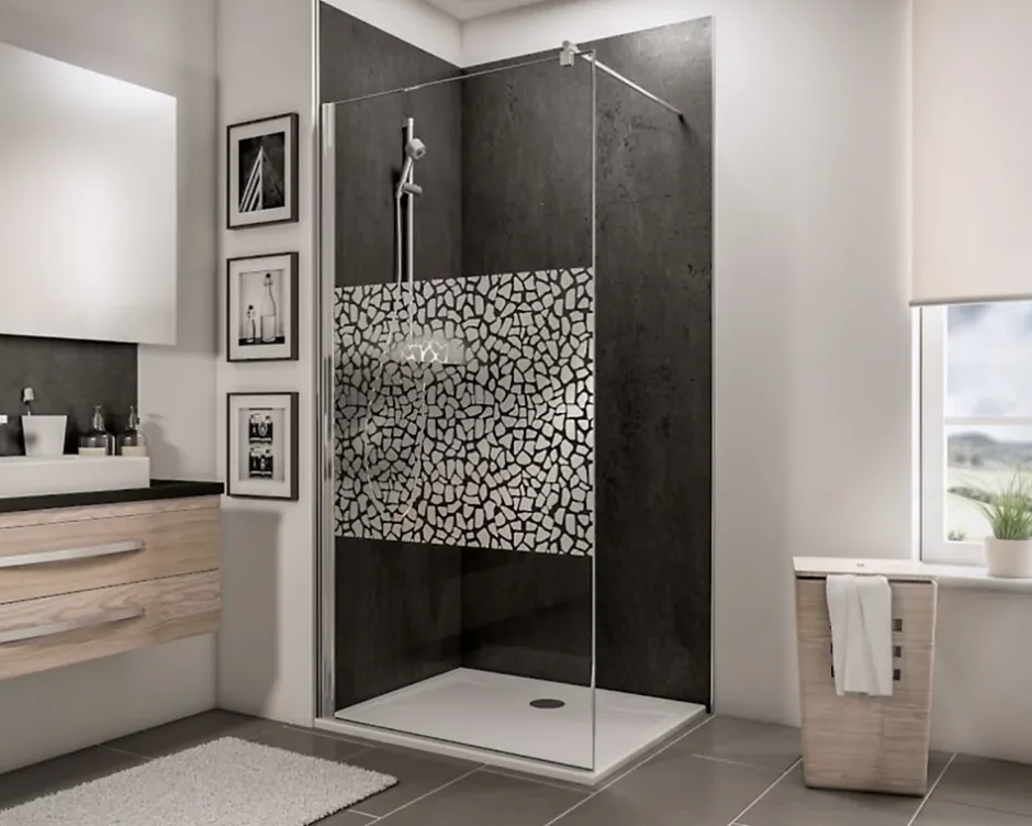 Schulte Panneau mural de salle de bains l.100 x H.210 cm, effet ardoise noir, DécoDesign