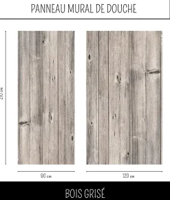 Ma nouvelle décoration Panneau Mural Douche salle de bain BOIS Grisé 90 cm x 210 cm Ma Nouvelle Déco