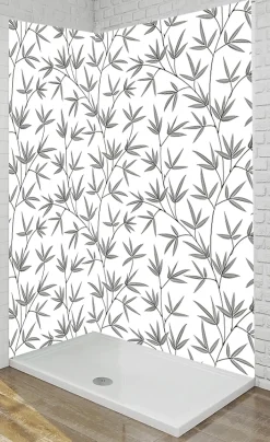Ma nouvelle décoration Panneau Mural Douche salle de bain BAMBOU gris et blanc 90 cm x 210 cm Ma Nouvelle Déco