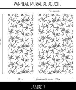 Ma nouvelle décoration Panneau Mural Douche salle de bain BAMBOU gris et blanc 90 cm x 210 cm Ma Nouvelle Déco