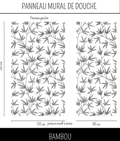 Ma nouvelle décoration Panneau Mural Douche salle de bain BAMBOU gris et blanc 90 cm x 210 cm Ma Nouvelle Déco