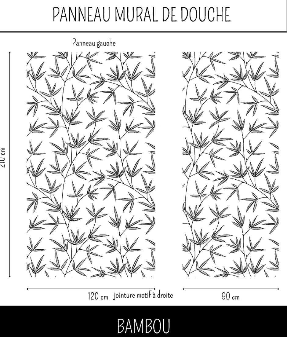 Ma nouvelle décoration Panneau Mural Douche salle de bain BAMBOU gris et blanc 90 cm x 210 cm Ma Nouvelle Déco