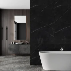 Panneau Mural Douche SPC/PVC Décor Marbre Noir satiné - 90x260cm - 2,34M²-Decoon Clearance