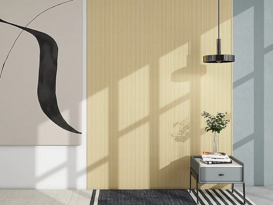 Panneau mural ondulé - Coloris bois naturel clair - Pack de 2,54 m² - Lot de 8 pièces - LIPOLA-Vente-unique Outlet