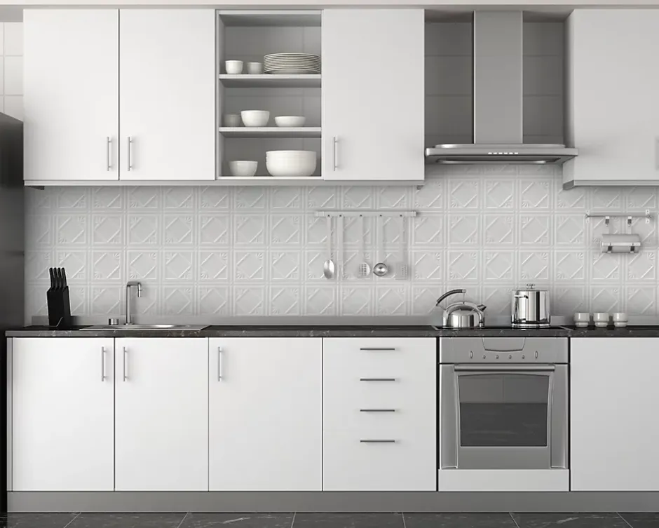 Panneau mural PVC 3D Artnuvo blanc 47 x 61,7 cm-Innovera Decor Online