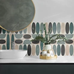 Wallfluent Panneau Mural PVC 100x50 cm Motif Floral Géométrique 1 pièce