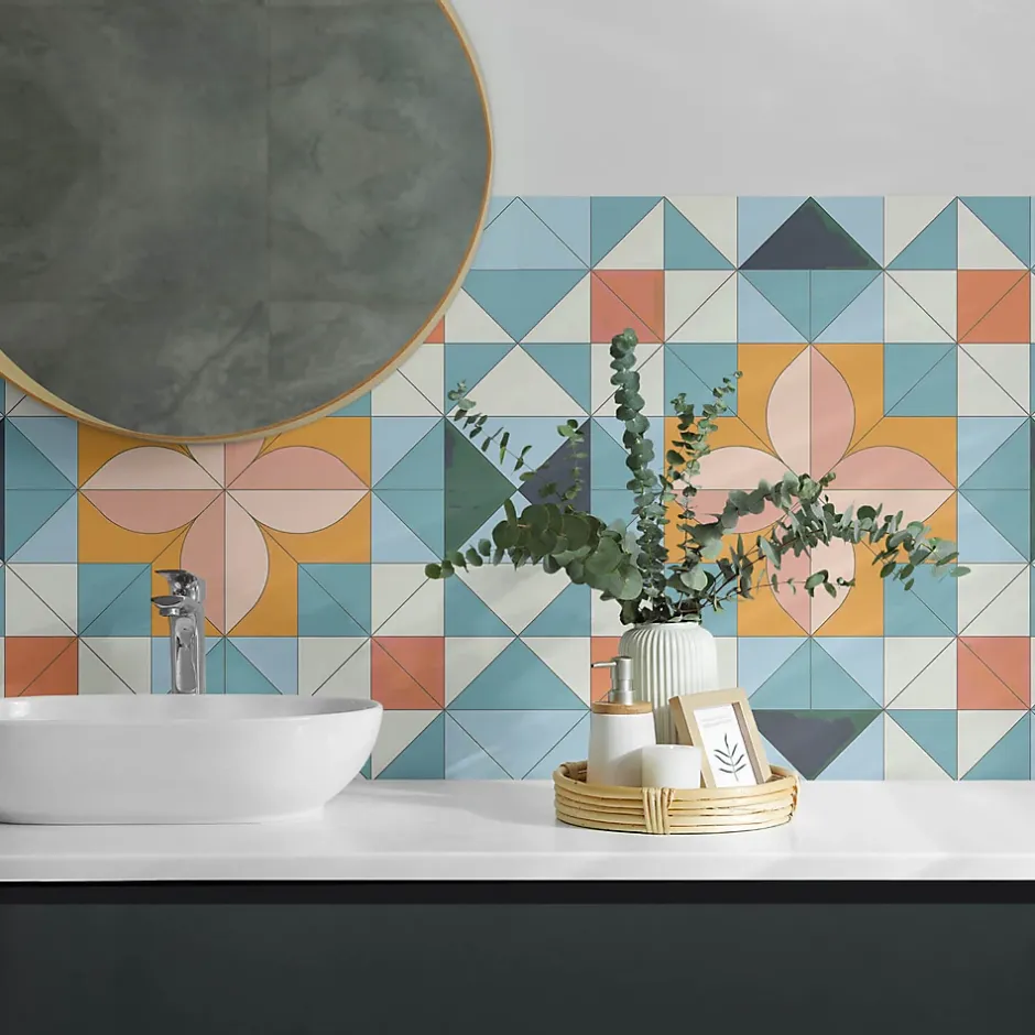 Panneau Mural TV 120x60 cm Géométrie Des Formes 1 pièce-Wallfluent Discount