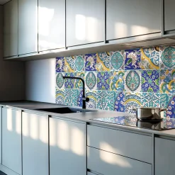 Panneau Mural TV 50x50 cm Motifs Céramiques En Mosaïque 4 pièces-Wallfluent Sale