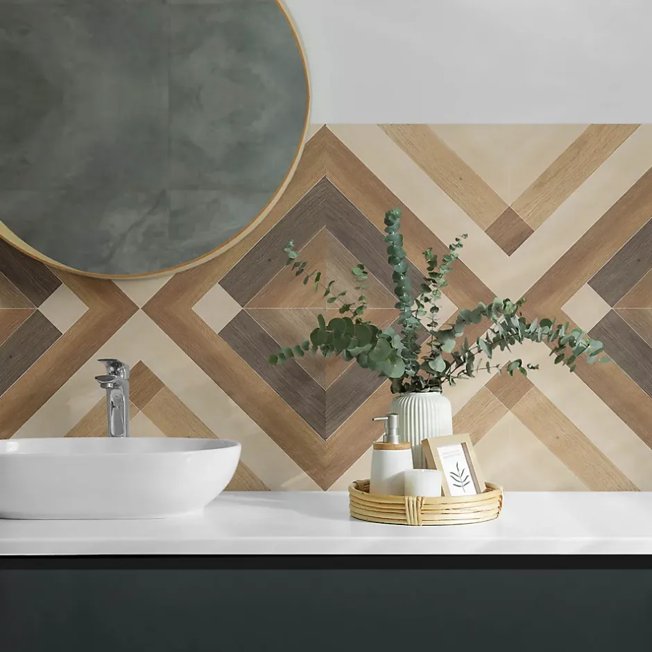 Wallfluent Panneau Mural TV 120x60 cm Motif De Panneau En Bois 1 pièce