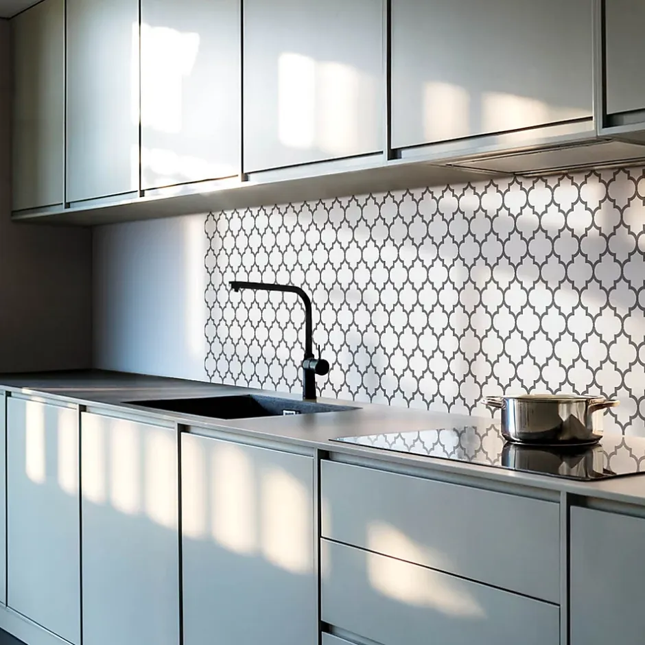 Wallfluent Panneau Mural TV 50x50 cm Motif À Formes Symétriques 4 pièces