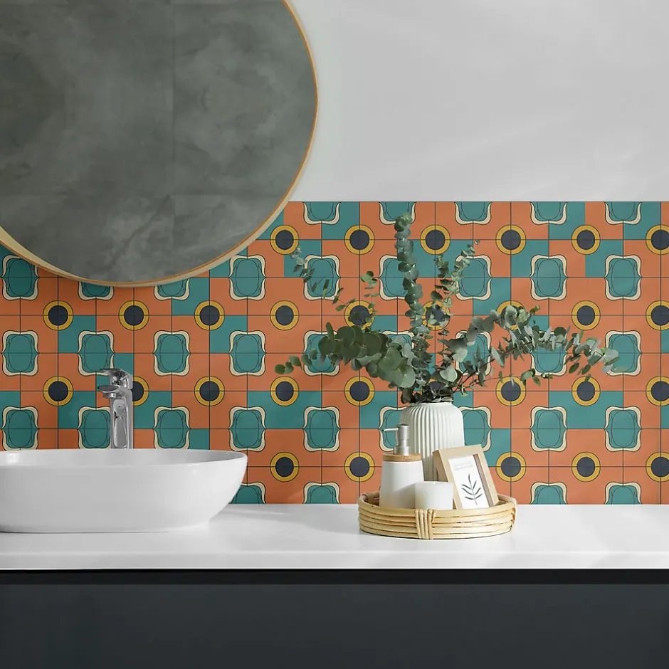 Panneau Mural TV 50x50 cm Motif Géométrique Abstrait 4 pièces-Wallfluent