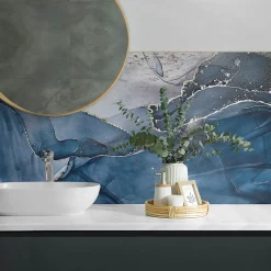 Wallfluent Panneau Mural TV 120x60 cm Motif Floral Avec Des Oiseaux 1 pièce