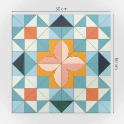 Wallfluent Panneau Mural 50x50 cm Motif Géométrique Avec Une Fleur 4 pièces