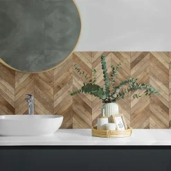 Panneau Mural 50x50 cm Motif En Chevrons Pour Le Bois 4 pièces-Wallfluent Online